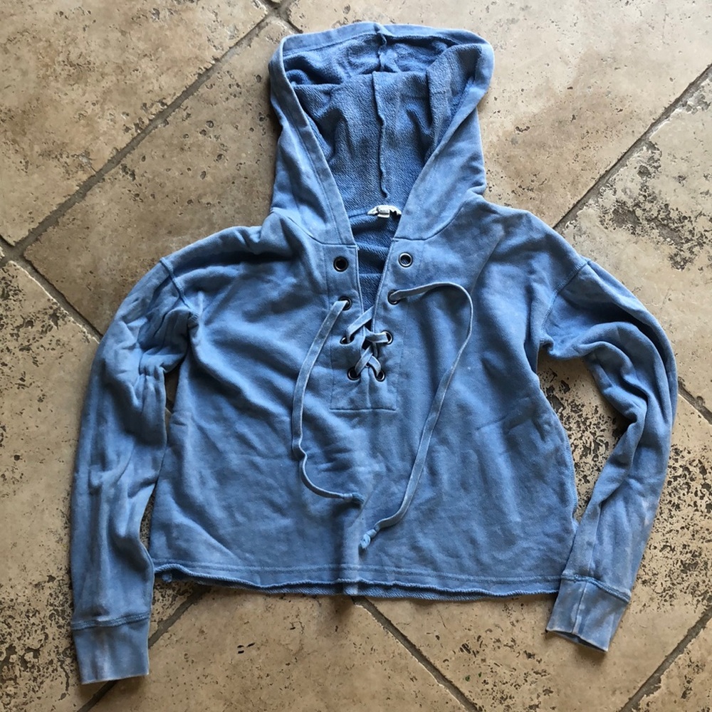 Blue lace up AE hoodie